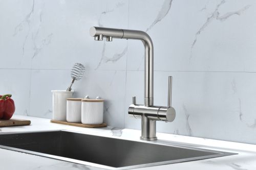 Смеситель для кухни Paulmark SERPENTINE Se213222-BS на мойку никель - фото 3