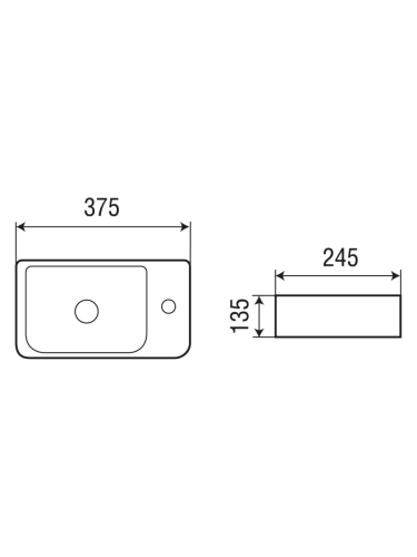Раковина из сантехнического фаянса WeltWasser WW SK 10000004591 40х20 подвесная цвет белый 1 отверстие под смеситель - фото 2