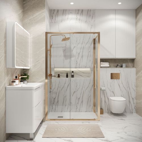 Душевая перегородка Grossman Cosmo 200.K33.02.70.32.00 70х195 стекло прозрачное профиль золото - фото 4