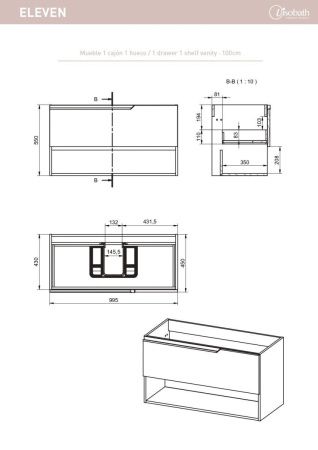 Тумба под раковину Visobath Eleven 76073/Quarzo 100х50 подвесная цвет серый