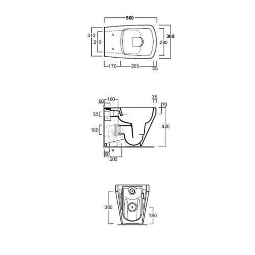 Чаша унитаза приставная Simas Baden Baden BB01bi цвет белый без сиденья безободковая душевой смыв - фото 2