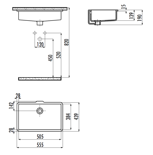 Раковина из сантехнического фарфора Creavit TP738-00CB00E-0000 60х40 встраиваемая цвет белый без отверстий под смеситель - фото 2