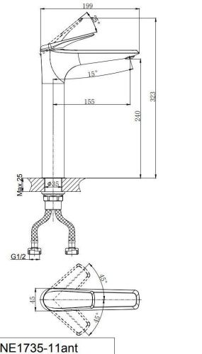 Смеситель для раковины Rush Nevis NE1735-11ch на столешницу хром - фото 2