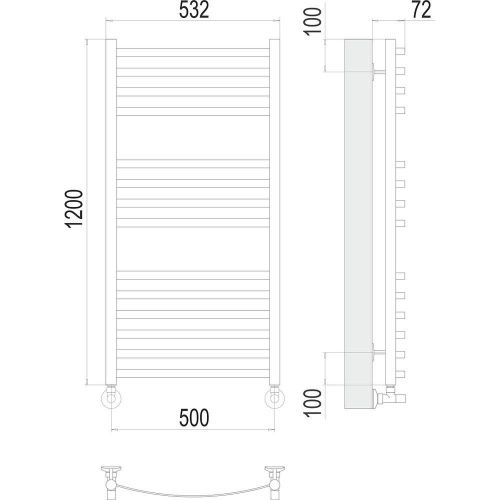 Полотенцесушитель водяной Terminus 4670078529220 55х120 хром - фото 3