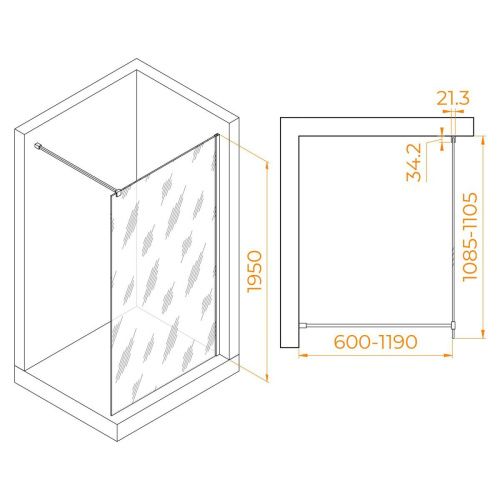 Душевая перегородка RGW Walk In 351000111-11 110х195 стекло прозрачное профиль хром - фото 2