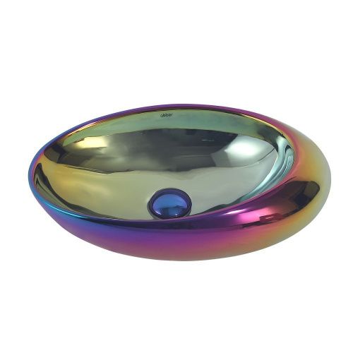 Раковина из сантехнического фаянса Abber BEQUEM AC2107Regen 50х30 накладная цвет хамелеон без отверстий под смеситель - фото 3