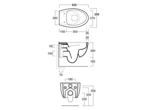 Чаша унитаза подвесная Simas BR 18 bia цвет белый без сиденья безободковая смыв торнадо - фото 3