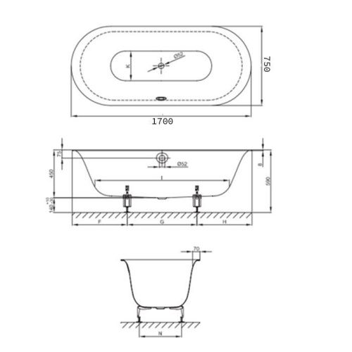 Ванна стальная Bette Lux Oval 3465-000 PLUS 170х75 отдельностоящая овальная без ножек - фото 2