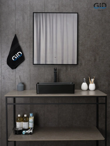 Раковина керамическая Gid Geométrico 53359 50х20 накладная цвет черный без отверстий под смеситель - фото 3