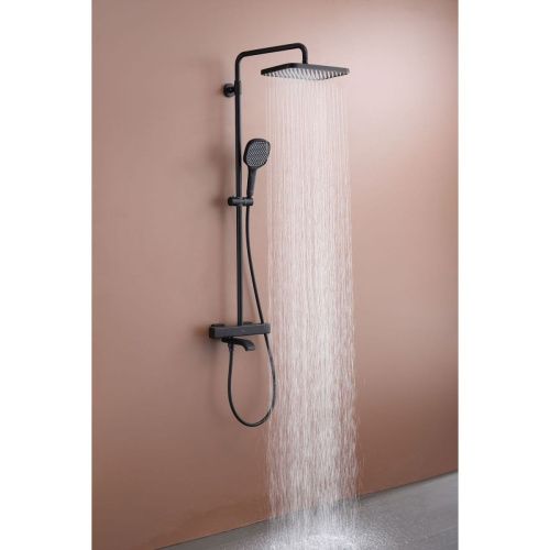 Душевая стойка Raglo R22 R22.26.06 настенная цвет черный с термостатом - фото 4