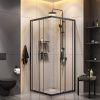 Комплект душевого уголка с душевой системой и аксессуарами Am.Pm Gem S WK93EP стекло прозрачное профиль черный без поддона