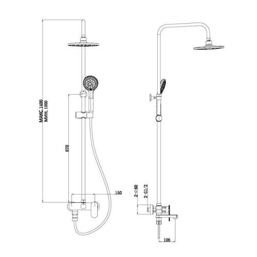 Душевая стойка Esko ST300 настенная цвет хром - фото 3