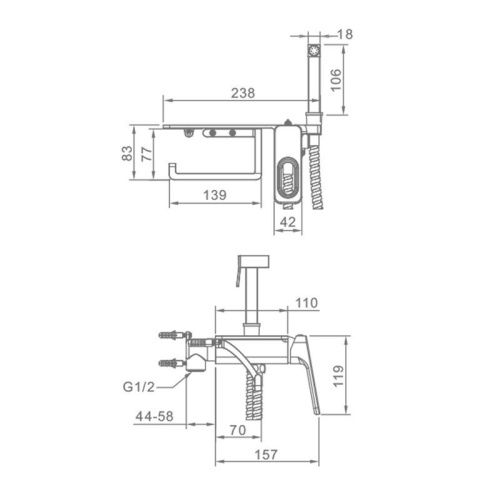Гигиенический душ со смесителем Raglo R51 R51.55.09 серый - фото 2