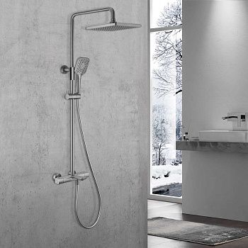 Душевая стойка Vincea Next VSFS-1N1TGM настенная цвет вороненая сталь с термостатом