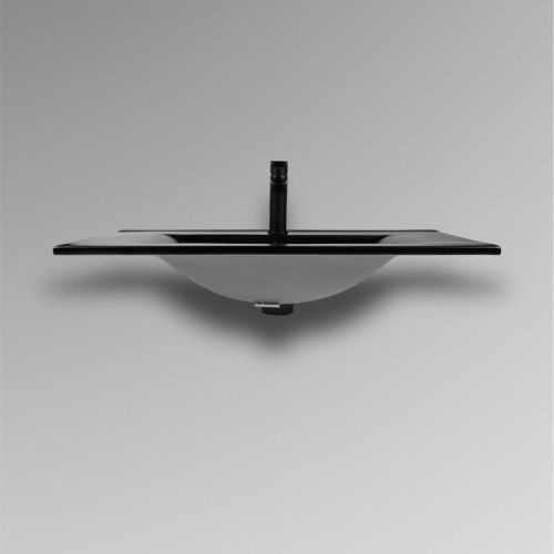 Раковина из сантехнического фарфора Bond Cube S05-808 80х50 встраиваемая цвет черный 1 отверстие под смеситель - фото 3