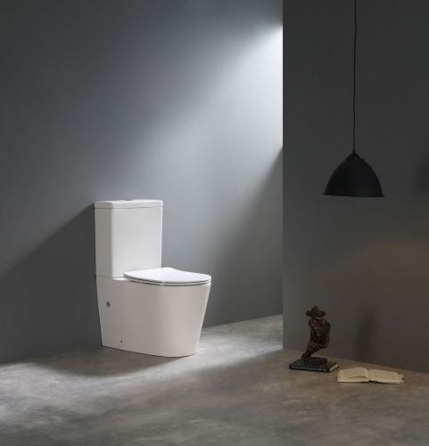 Унитаз напольный с бачком SantiLine SL-5026 цвет белый с сиденьем микролифт безободковый смыв воронка-водоворот - фото 2