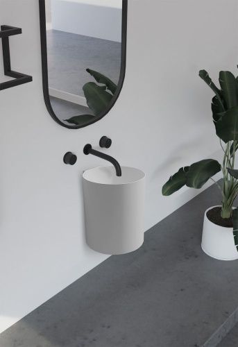 Раковина из искусственного камня Abber STEIN AS2624 40х40 подвесная цвет белый без отверстий под смеситель - фото 4