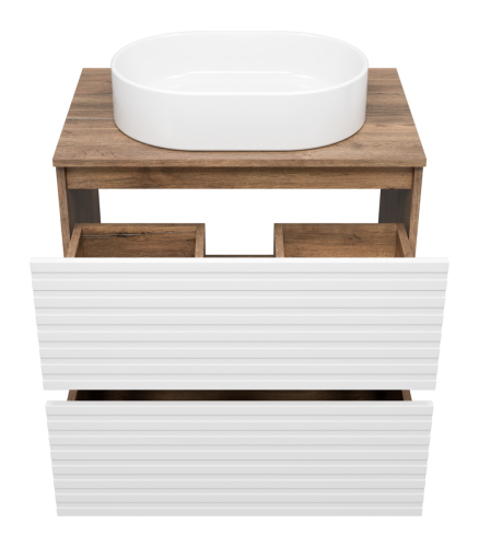 Тумба под раковину Brevita Dakota DAK-07070-19/01-2Я 70х50 напольная цвет белый/коричневый - фото 3