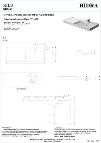 Раковина керамическая Hidra Kiub KI120SX/026 120х50 подвесная цвет черный 1 отверстие под смеситель - фото 2