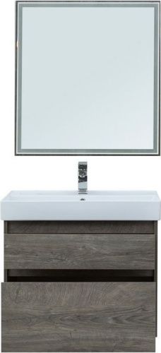 Комплект мебели: тумба с раковиной + зеркало Aquanet Nova Lite 00242904 76x46x145 напольный/подвесной цвет коричневый - фото 4