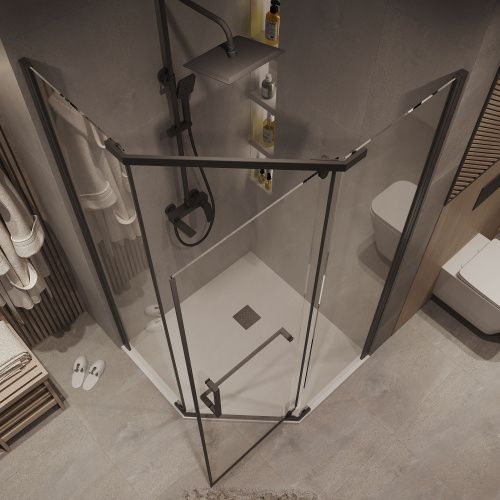 Душевой уголок Grossman Pragma 302.K33.03.1010.21.00 100х100 стекло прозрачное профиль черный без поддона - фото 5