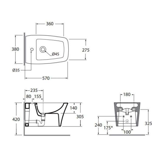 Биде подвесное Azzurra Jubilaeum HEBKS000000MBI*1 цвет белый - фото 2