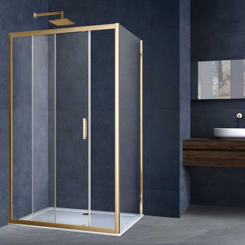 Душевой уголок Vincea Alpha VSR-3AL8015CLG 150х80 стекло прозрачное профиль золото без поддона