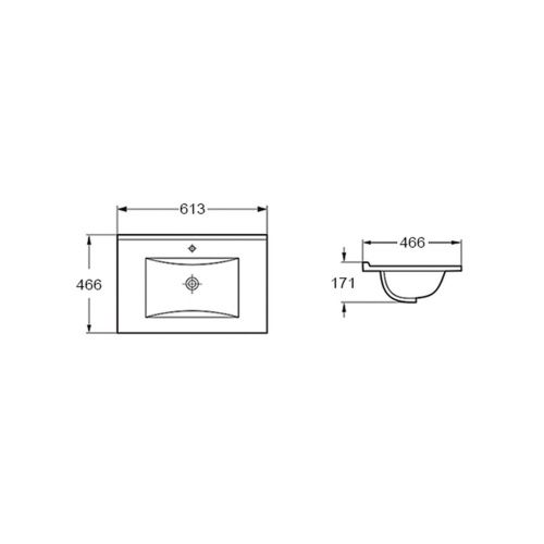 Раковина из сантехнического фарфора Vincea VBS-13960MA 60х50 встраиваемая цвет черный 1 отверстие под смеситель - фото 2