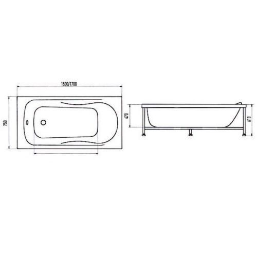 Ванна акриловая Aquanika Optima A1017075006 170х75 пристенная прямоугольная - фото 5
