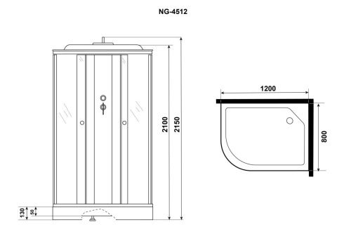 Душевая кабина Niagara Eco 45121453L 120х80 асимметричная с крышей ориентация левая - фото 4