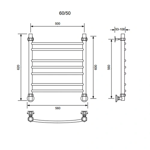Полотенцесушитель водяной Veconi Nemi-A N6050GR-A 50х60 серый - фото 3