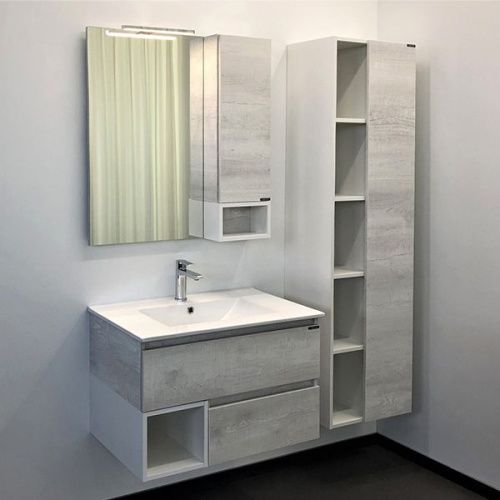 Тумба с раковиной Comforty Турин 00-00014889CF 80х50 подвесная цвет серый - фото 5