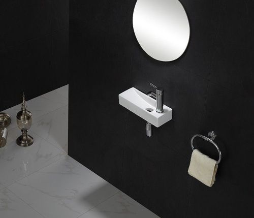 Раковина из сантехнического фаянса CeramaLux 9048FL 40х10 подвесная цвет белый 1 отверстие под смеситель - фото 4