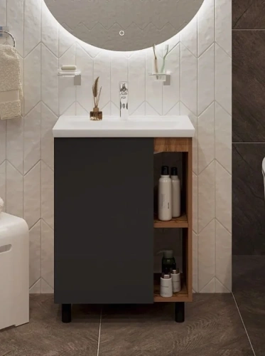 Тумба с раковиной 1MarKa Orlan Ц0000026840 60х40 напольная цвет черный - фото 5