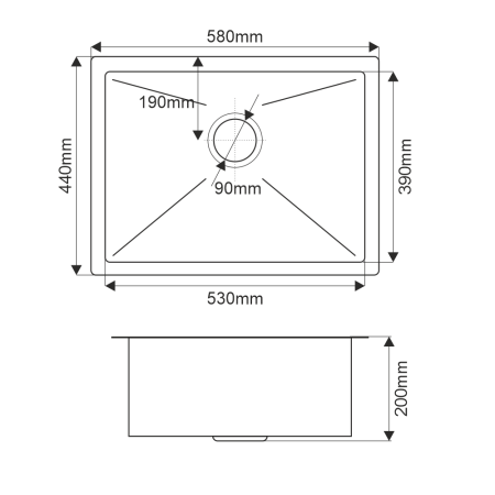 Кухонная мойка Melana ProfLine MLN-R5844HK 60х45 цвет серый поверхность матовая