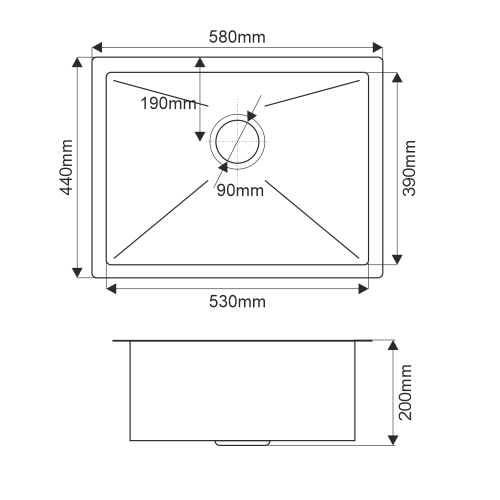 Кухонная мойка Melana ProfLine MLN-R5844H 60х45 цвет серый поверхность матовая - фото 2