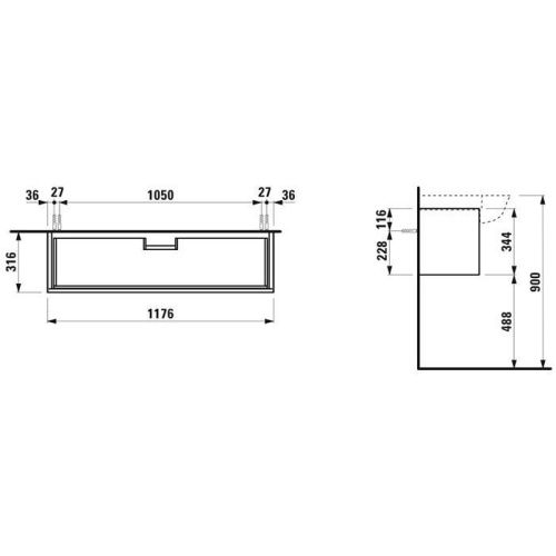 Тумба под раковину Laufen New Classic 4.0605.1.085.631.1 120х30 цвет белый - фото 2