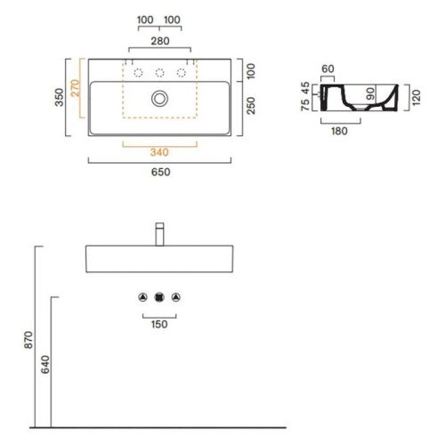 Раковина керамическая Catalano Premium 220650001 70 см подвесная цвет белый без отверстий под смеситель - фото 2
