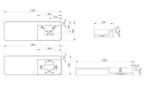 Раковина из искусственного камня Abber STEIN AS2627-1.2 120х40 подвесная цвет белый без отверстий под смеситель - фото 5