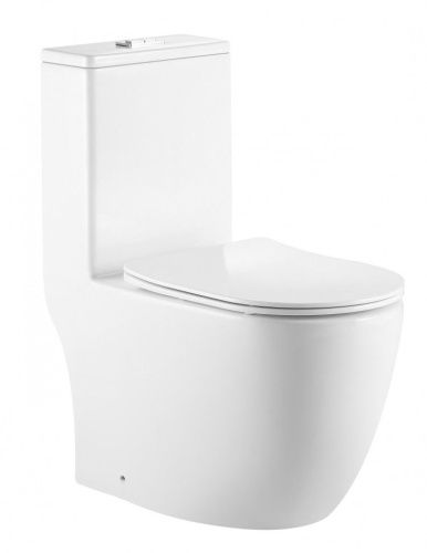 Унитаз напольный с бачком CeramaLux TR2176MN белый с сиденьем микролифт безободковый смыв торнадо - фото 3