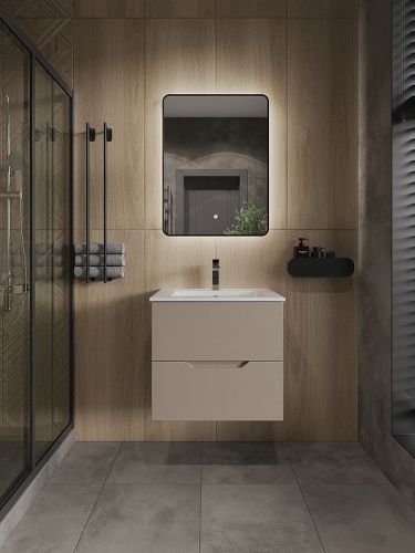 Тумба с раковиной Orange Line Li-60TuL+Ra 60х50 подвесная цвет коричневый - фото 4