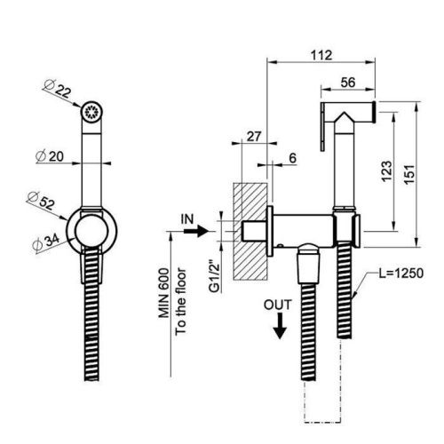 Гигиенический душ Gessi Trasparenze 14331#708 медь - фото 2