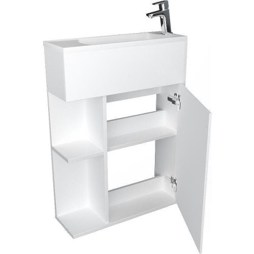 Тумба с раковиной 1MarKa Stretto У94716 50х20 подвесная цвет белый - фото 4