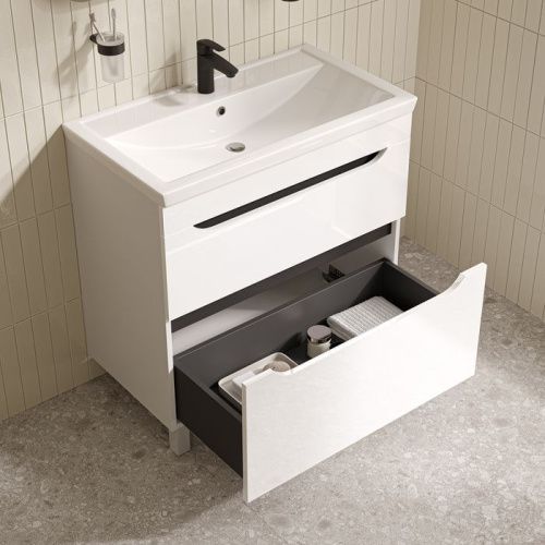 Тумба с раковиной Iddis Ray RAY80WFi95K 80х50 напольная цвет белый - фото 5