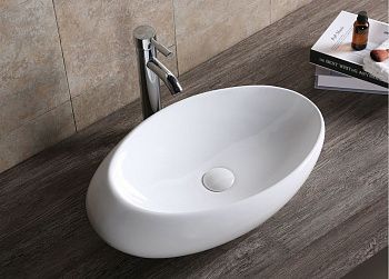 Раковина из сантехнического фарфора Cerutti SPA CR0058A 50х30 накладная цвет белый без отверстий под смеситель