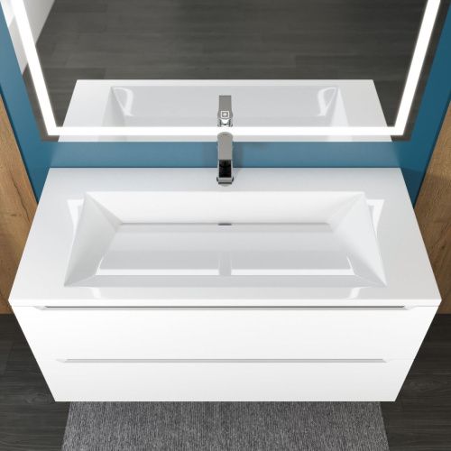 Раковина из искусственного камня Uperwood Olivia ROlivia100wg 100х50 полувстраиваемая цвет белый - фото 4