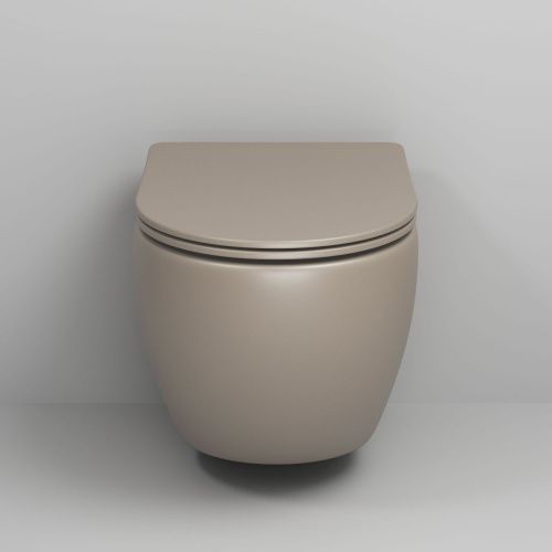 Унитаз подвесной Grossman Color GR-4455BRLMS бежевый с сиденьем безободковый каскадный смыв - фото 3