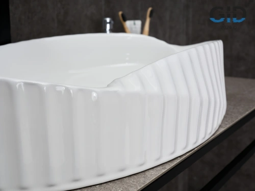 Раковина керамическая Gid Creativo 51223 60х40 накладная цвет белый без отверстий под смеситель - фото 4