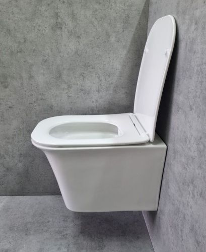 Унитаз подвесной CeramaLux 2622E белый с сиденьем микролифт каскадный смыв - фото 3