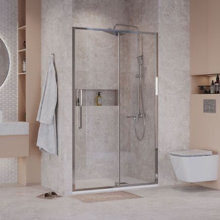 Душевая дверь Niagara Nova NG-66-12A 120х195 стекло прозрачное профиль хром